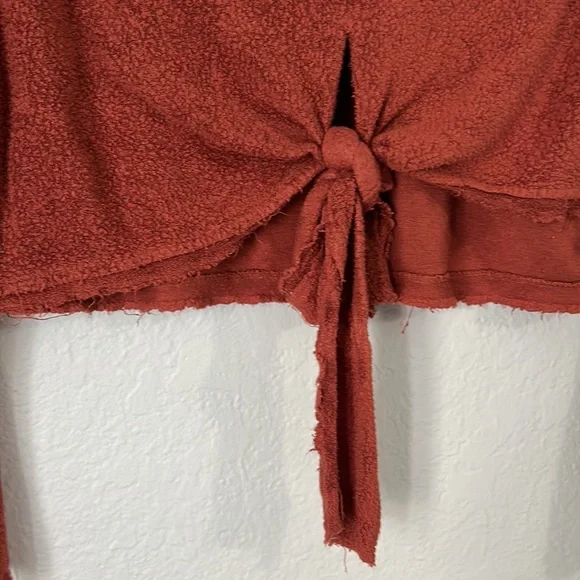 Free People XS Bell Sleeve Tie Front Cropped Long Sleeve - Picture 3 of 4